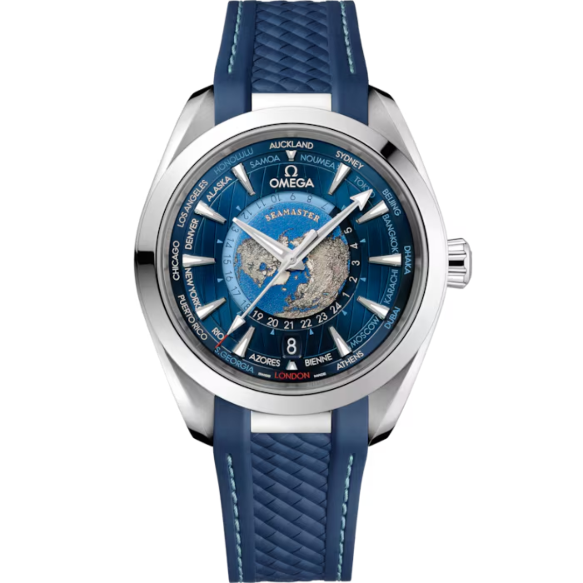 Aqua Terra Worldtimer 43mm — Classic Blue